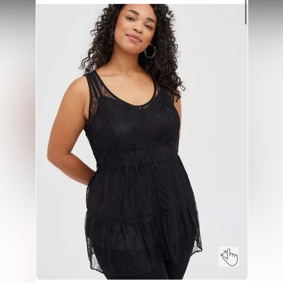 Torrid Babydoll Lace Tiered Tunic Tank Size 12 (plus size 0) - Picture 2 of 8